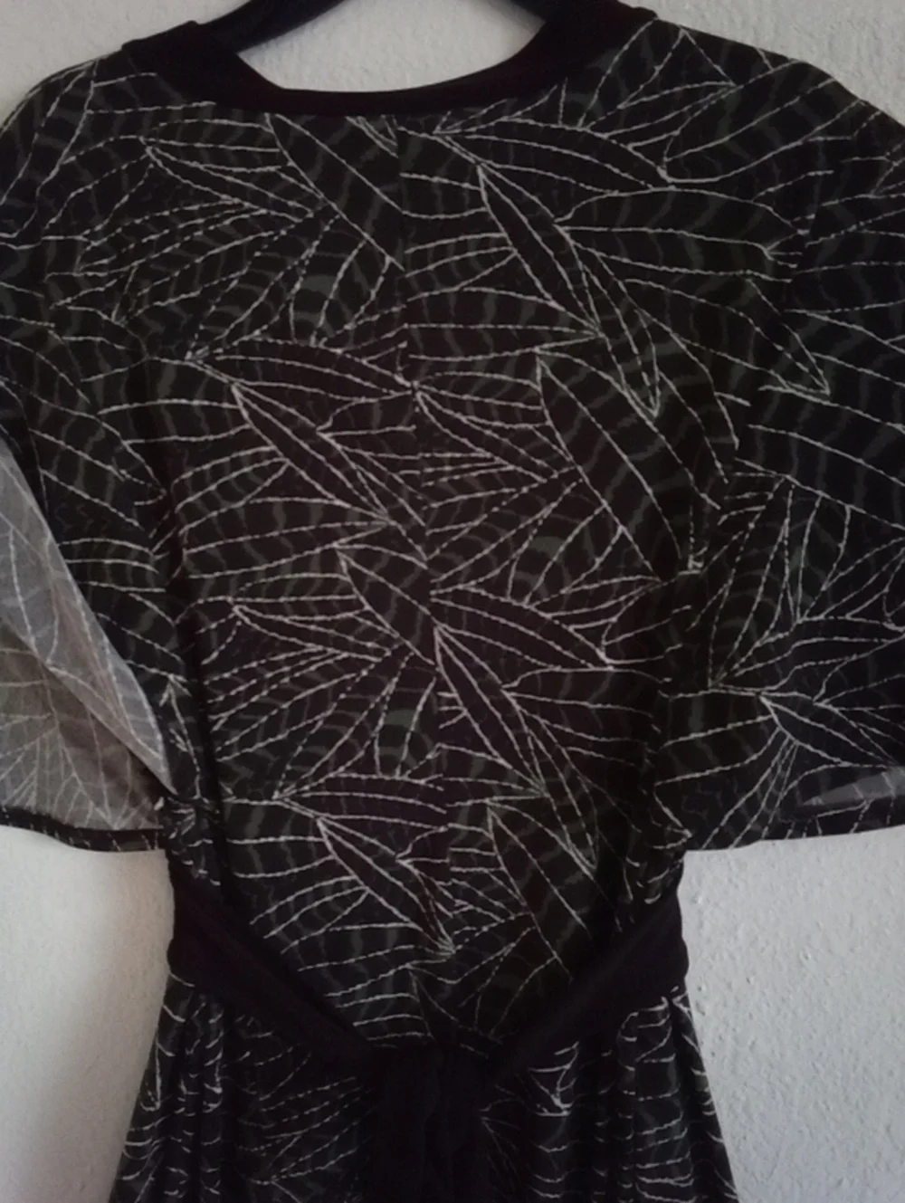 Enfocus Studio Black Dress with White Leaf Print